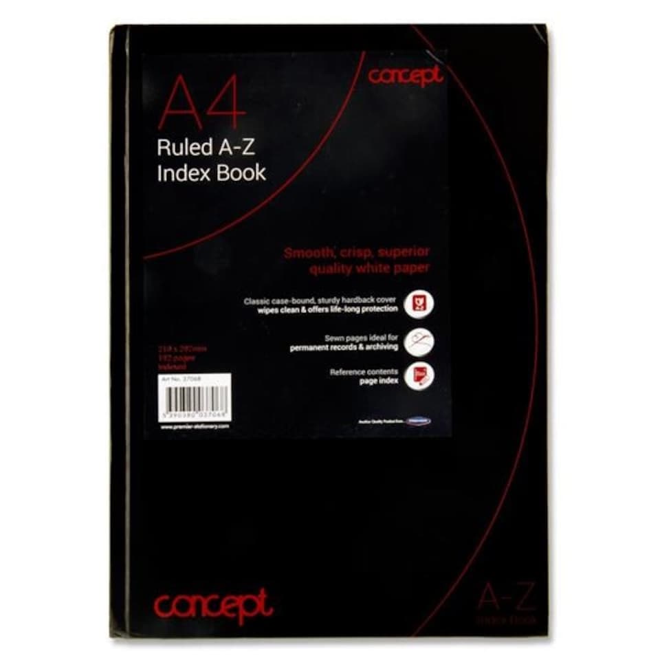 image 1 of A4 192 Pages Ruled A-Z Index Book by Concept