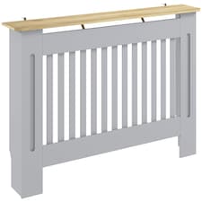 HOMCOM Radiator Cover Painted Slatted MDF Cabinet Lined Grill 112x19x81cm