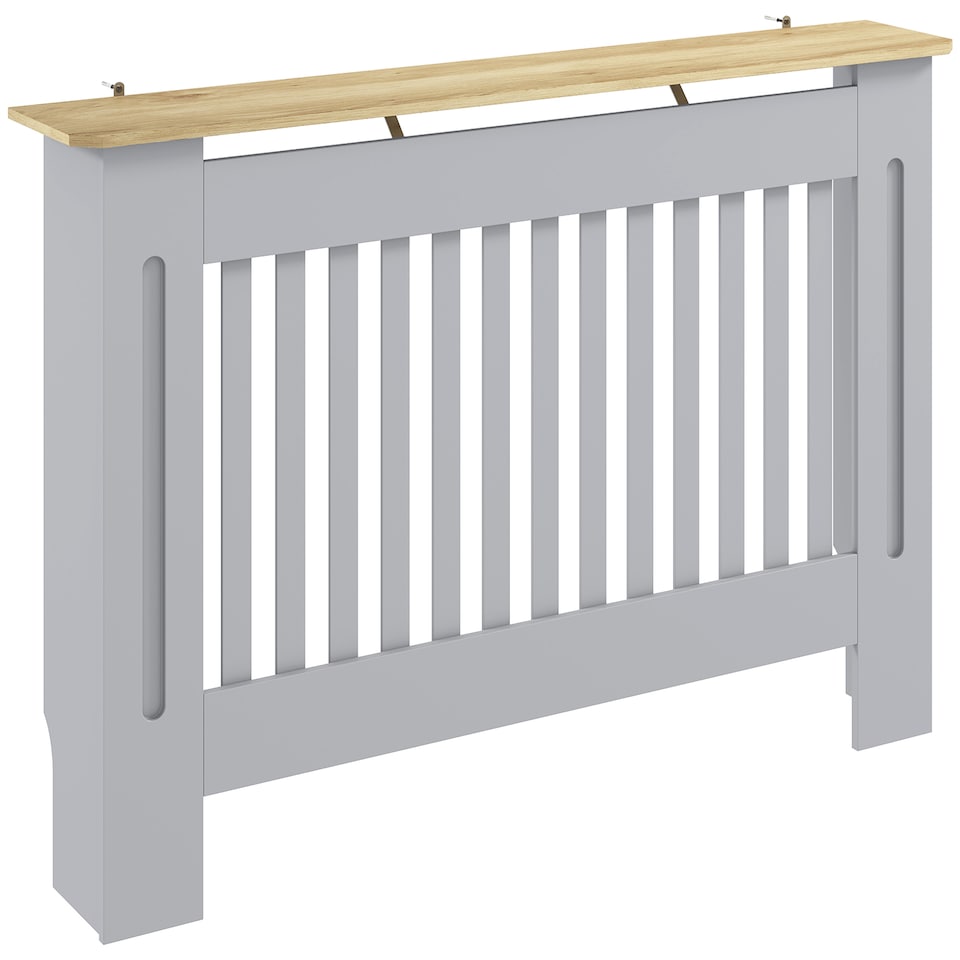 image 1 of HOMCOM Radiator Cover Painted Slatted MDF Cabinet Lined Grill 112x19x81cm