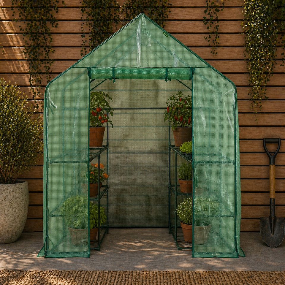 image 1 of 8 Tier Steel Shelving Heavy Duty Outdoor Walk In Garden Greenhouse
