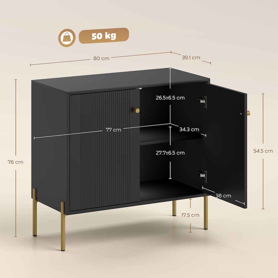 image 1 of HOMCOM Modern Sideboard Buffet Cabinet with Fluted Doors, Coffee Bar Cabinet
