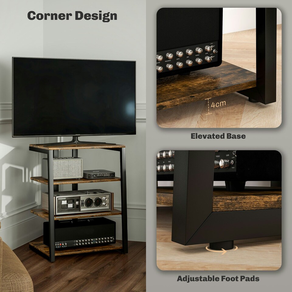 image 1 of HOMCOM HiFi Rack Stand w/ 4-Tier Record Player Stand Dark Brown