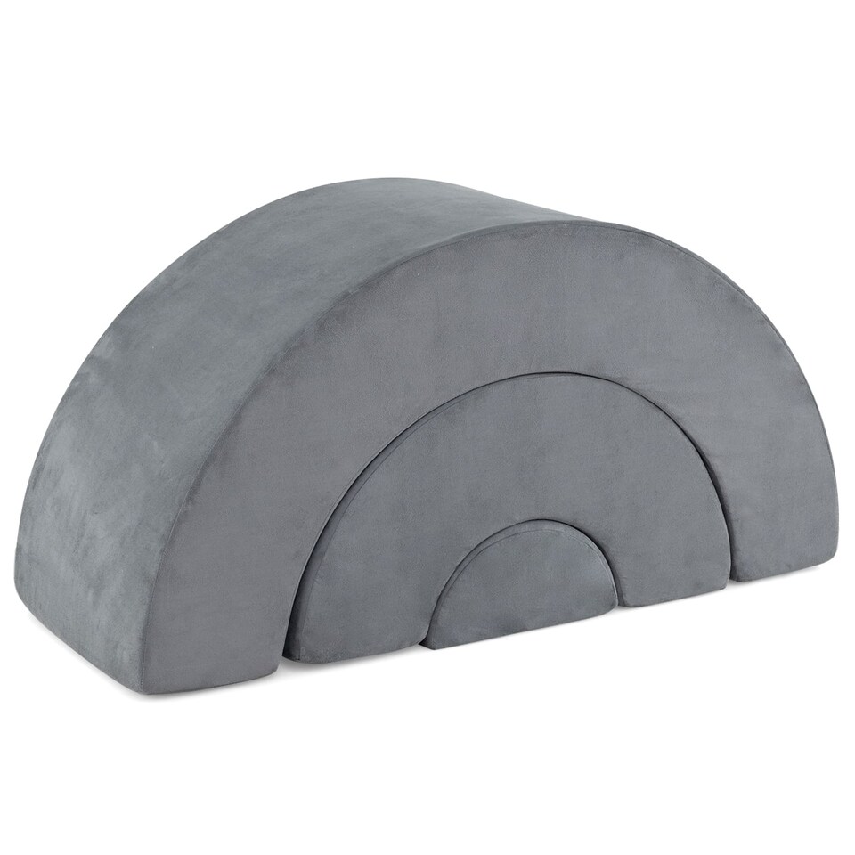 image 1 of COSTWAY 3 Piece Toddlers Climbing Toy Indoor Soft Play Equipment Playset-Grey