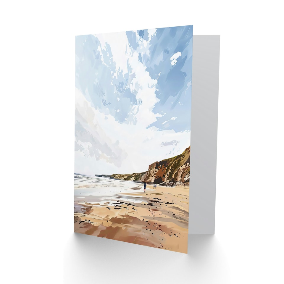 image 1 of Filey Beach Coastal Cliffs Landscape England Him Her Birthday Card