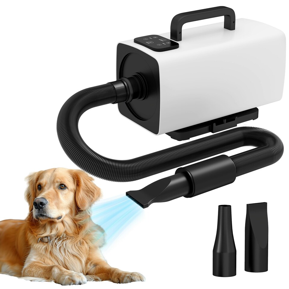 image 1 of PawHut 2200W Dog Hair Dryer w/ Auto Adjustable Temperature & Airflow, White