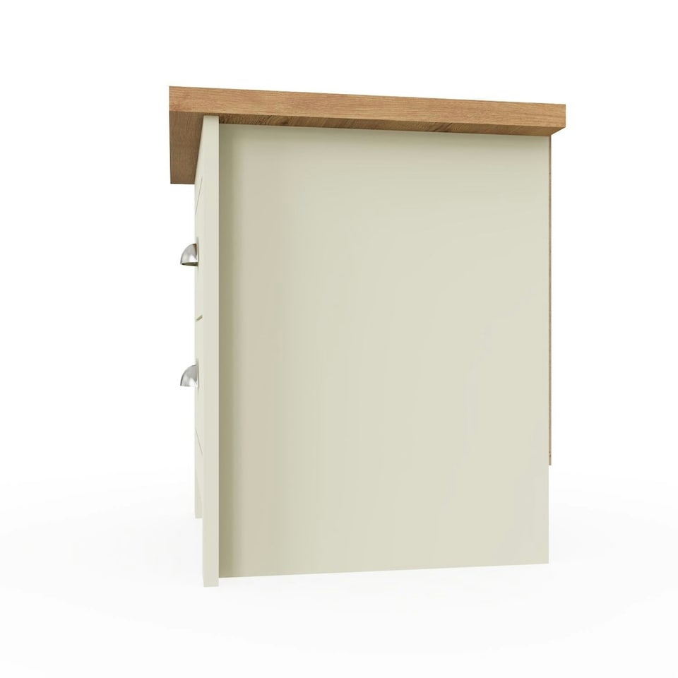 image 1 of Lisbon Bedside with 2 Drawers Cream & Oak