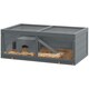 image 1 of PawHut Wooden Hamster Cage w/ Sliding Tray, Openable Top, Hut, Grey