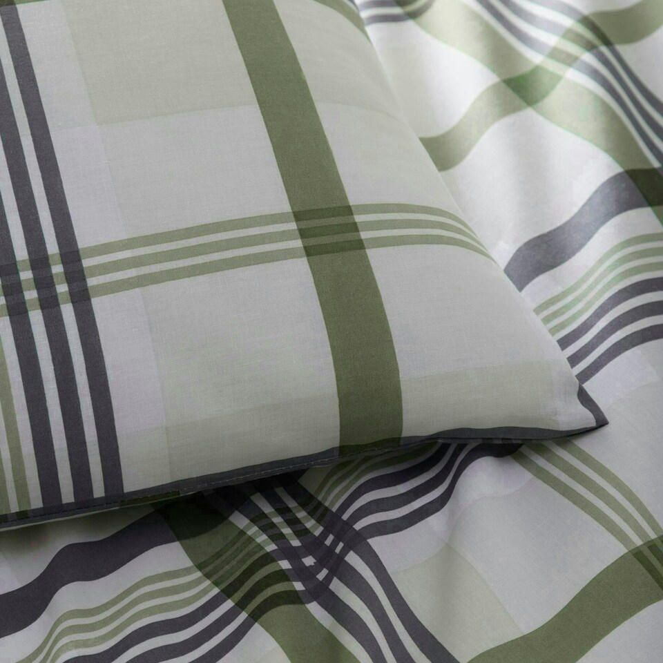 image 1 of Portfolio Home Prague Checkered Bedding Duvet Cover Set Green | Super King
