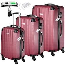 Suitcases Set of 3 - scale, luggage tag, lock included, swivel wheels | Red | burgundy | 1