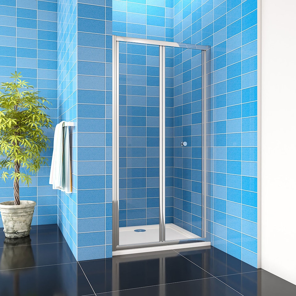 image 1 of Aica Bathrooms 900x1850mm Bi Fold Shower Door Enclosure Glass Screen Cubicle | Chrome