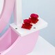 image 8 of ZONEKIZ Kids Dressing Table Set, Kids Vanity Set w/ Drawer - Pink Pink | White