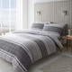 image 1 of Catherine Lansfield Textured Banded Stripe King Duvet Set Charcoal Grey | King