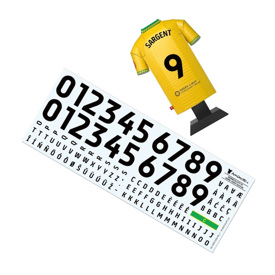 image 1 of RadStuff Metal Alloy Football Shirt - Norwich City Home Kit 2025-26