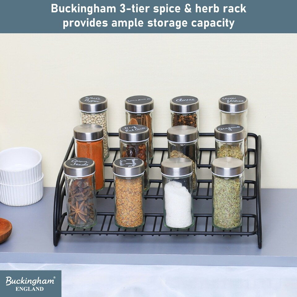 image 1 of Buckingham High End 3 Tier Cupboard Storage Organising Rack 29.5 cm - Black