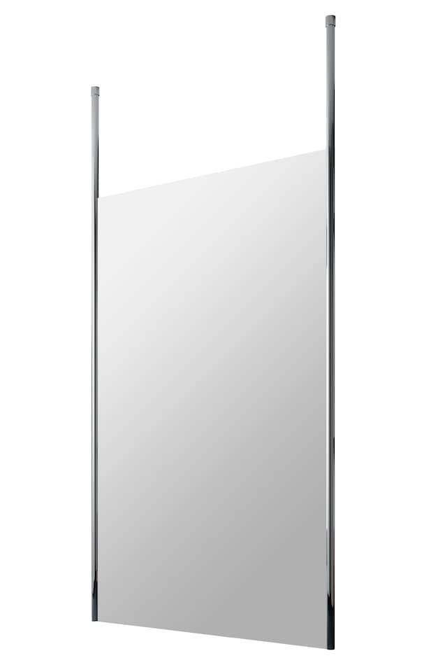image 1 of Balterley Ellerton Contemporary Bathroom 8mm Glass Profile Wetroom Screen with Ceiling Posts, Chrome Finish, 1950 x 1200 x 14mm