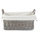 image 2 of Small Shallow Lined Antique Wash Storage Basket | White | White