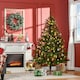 image 2 of HOMCOM 1.8m 6ft PreLit Christmas Tree Artificial Spruce Xmas Tree Warm White LED Holiday Decor with Metal Stand