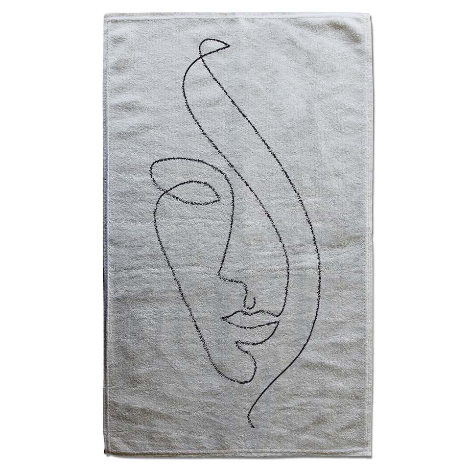 image 1 of Line Face drawing Designer Bath Towel | Multi