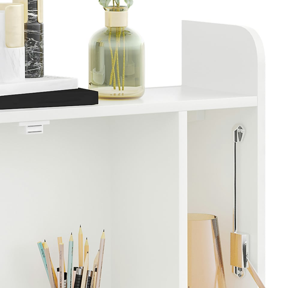 image 1 of HOMCOM Wall Mounted Table w/ Space Saving Storage Compartments for Home Office