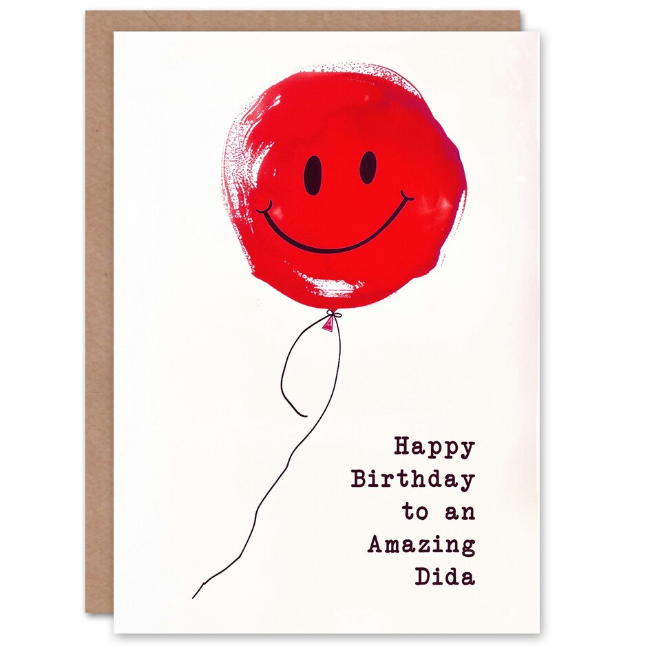 image 1 of An Amazing Dida Simple Smiley Face Red Birthday Card