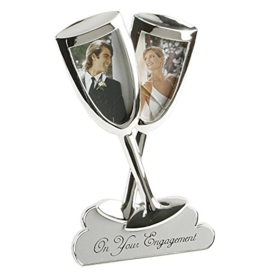 image 1 of Juliana 2 Tone Silver Plated Frame Champagne Flutes On Your Engagement