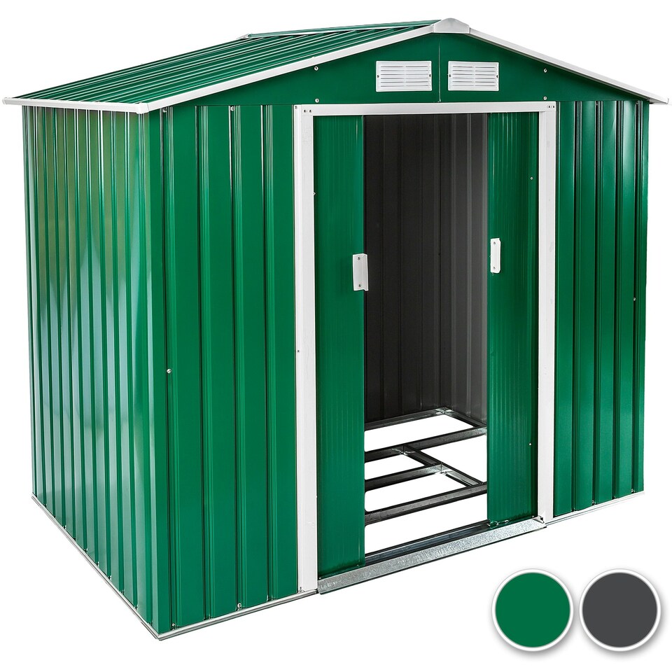 image 1 of Shed with Gable Roof - steel, foundation included, 214 x 130 x 185 cm | Grey | grey/white | 214 x 130 x 185 cm | 1