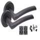 image 2 of Golden Grace 5 Pairs Indiana Style Modern Door Handles Lever Latch on Round Rose in Matt Black Finish with Latches and Ball Bearing Hinges | Black | 5 Pairs