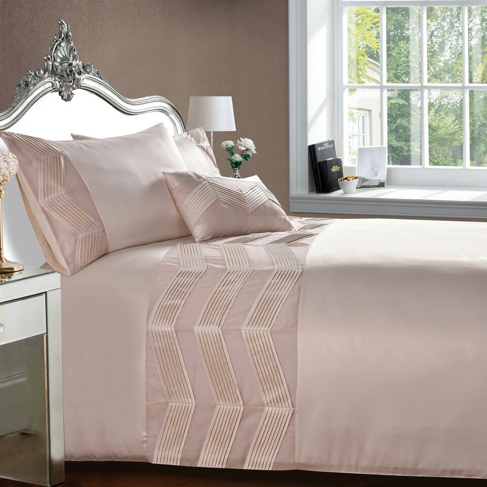 image 1 of Valencia Polycotton Duvet Cover Set with Pillowcase Pink | Single