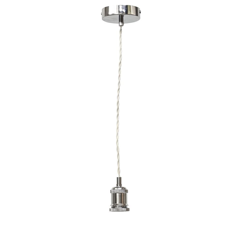 First Choice Lighting Flex - Polished Chrome Retro Ceiling Pendant Flex Kit for Shades in Silver