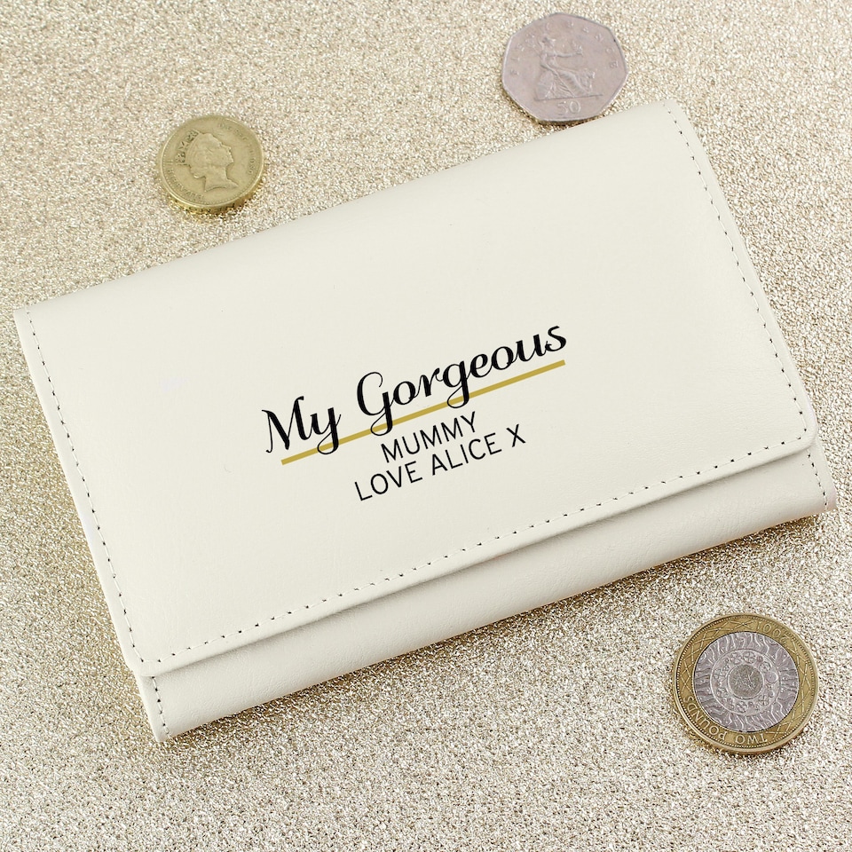 image 1 of Personalised Cream Leather Purse Cream