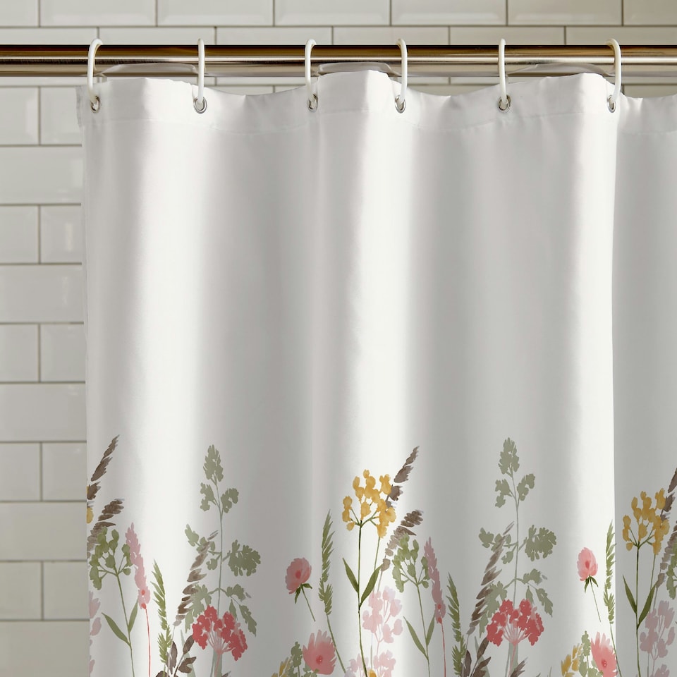 image 1 of Catherine Lansfield Countryside Floral 180x180cm Shower Curtain Pink | Pink | One Size