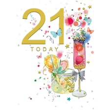 Words 'n' Wishes Traditional 21st Birthday Card for Girls with Party Cocktails - 8.5 x 6 Inches - Words 'n' Wishes