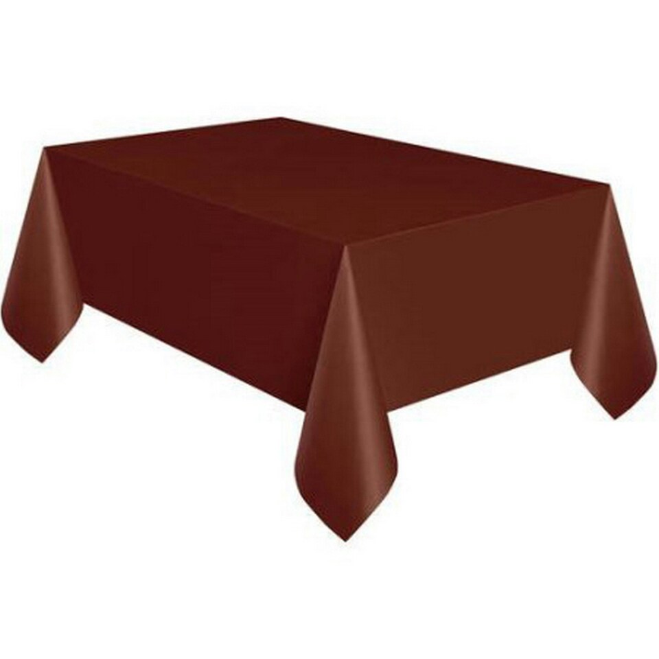 Unique Party Rectangular Plastic Tablecover - Brown - 137 x 274cm