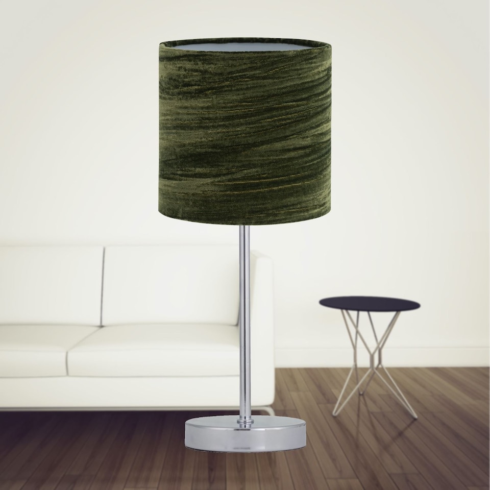 image 1 of Set of 2 Green Crushed Velvet 15.5cm Table Lamp Shades | Green | Small | 2