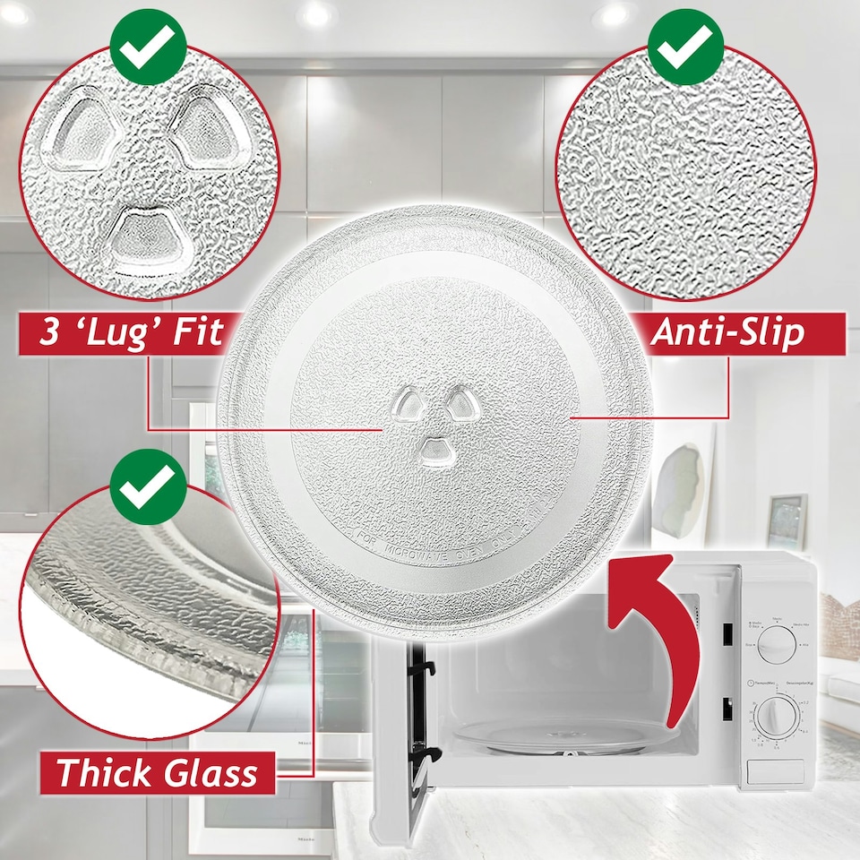 image 1 of SPARES2GO Universal Microwave Turntable Plate Y Type Glass Dish Tray (12.75" / 32.4cm / 324mm)