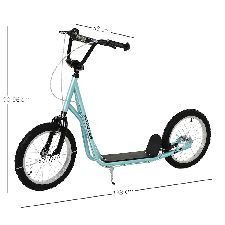 image 1 of HOMCOM 90-96cm Kids Kick Scooter w/ Adjustable Handlebar Inflatable Wheels Blue