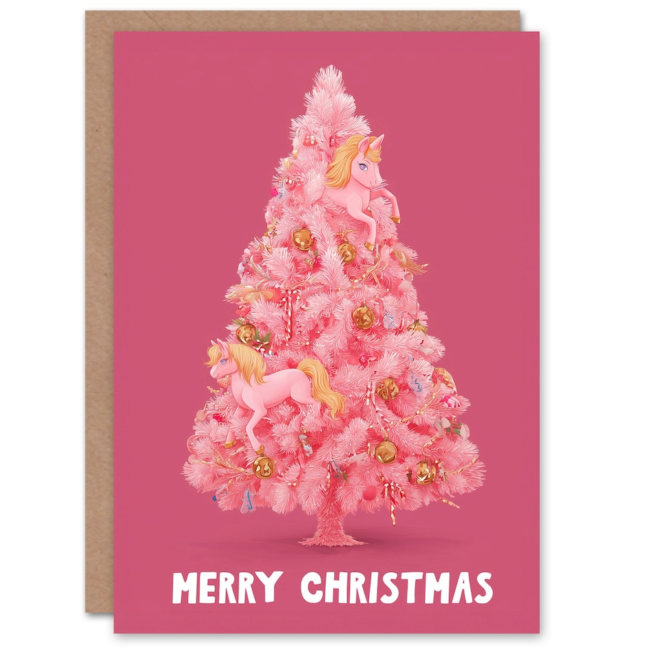image 1 of Christmas Card Pink Pony and Candy Cane Tree Decorations