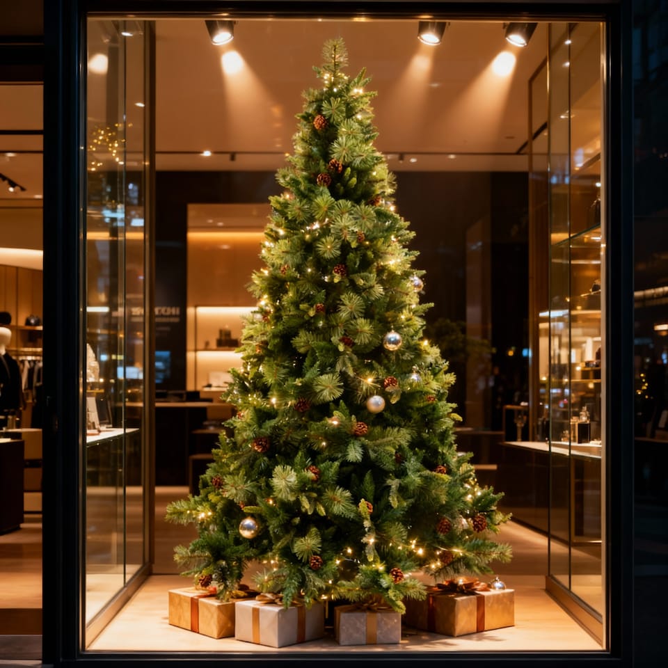 image 1 of 6FT Californian Boulder Bushy Look Luxurious Forest Green Artificial Christmas Tree Pine Cones Hinged Branches | Green | Green