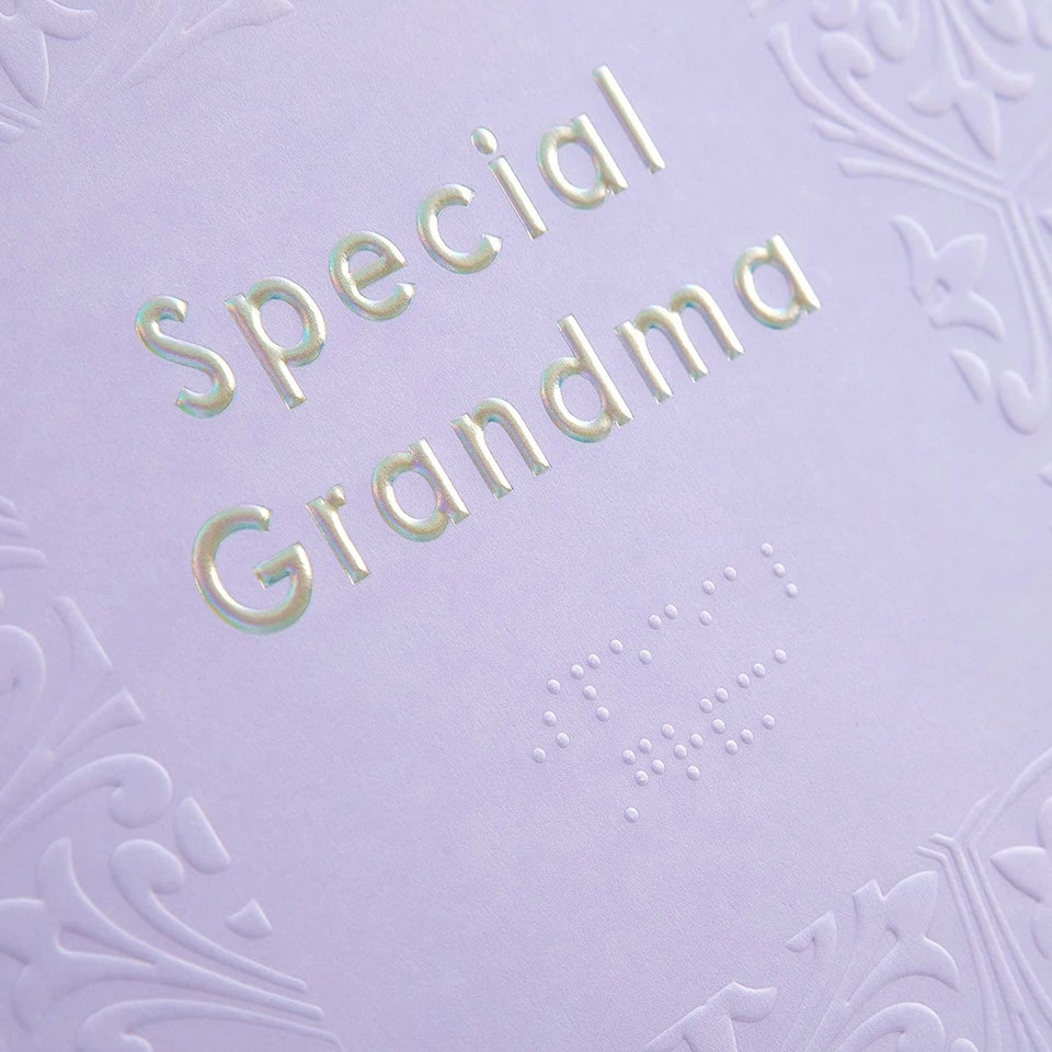 image 1 of Contemporary Patterned Design Braille Birthday Card for Grandma