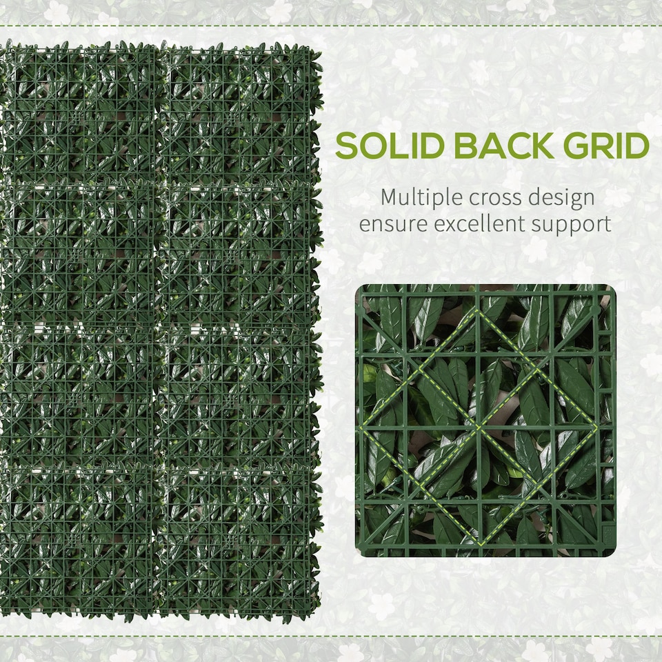 image 1 of Outsunny 12PCS Artificial Boxwood Panel Faux Rhododendron Greenery Backdrop