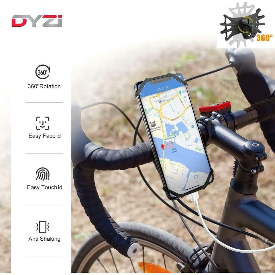 image 1 of Waterproof 360 Bike Phone Holder: Fits 4-6.5 Phones - Detachable