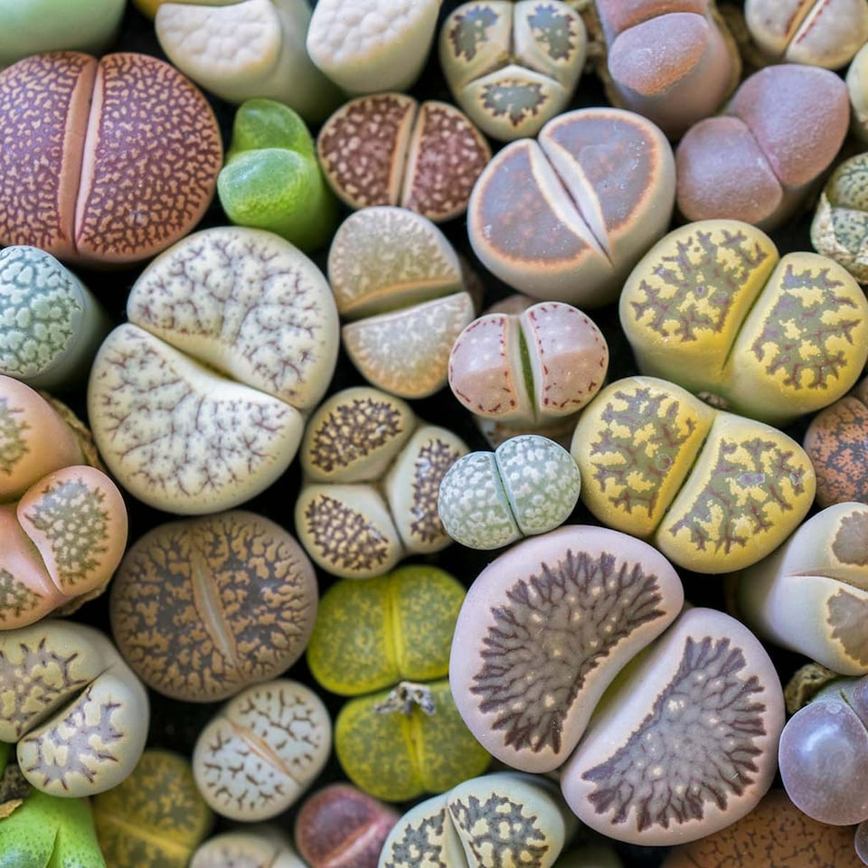 image 1 of 1 x Lithops Living Stone Mixed Succulent Plants in 9cm Pot - Indoor Pebble Plants