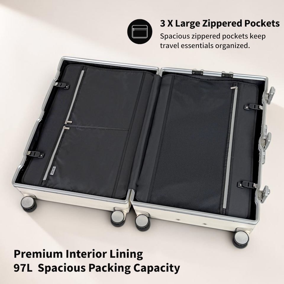 image 1 of Zipperless Polycarbonate Suitcase, Hard Shell, TSA Lock, 4 Wheels