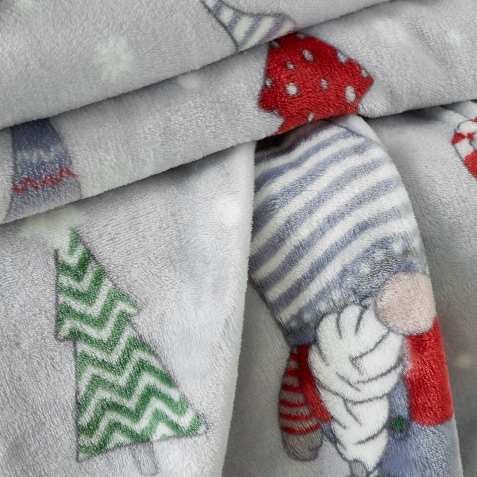 image 1 of Catherine Lansfield Christmas Festive Gnomes Cosy Fleece Blanket Throw