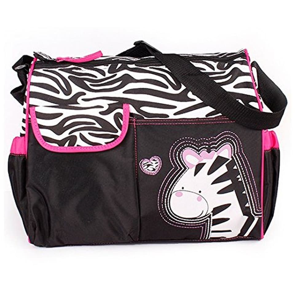 Waterproof Baby Changing Handbag 38cm Parent Shoulder Nappy Bag with Changing Mat Adjustable Strap Multiple Pockets & Wet Storage Bag