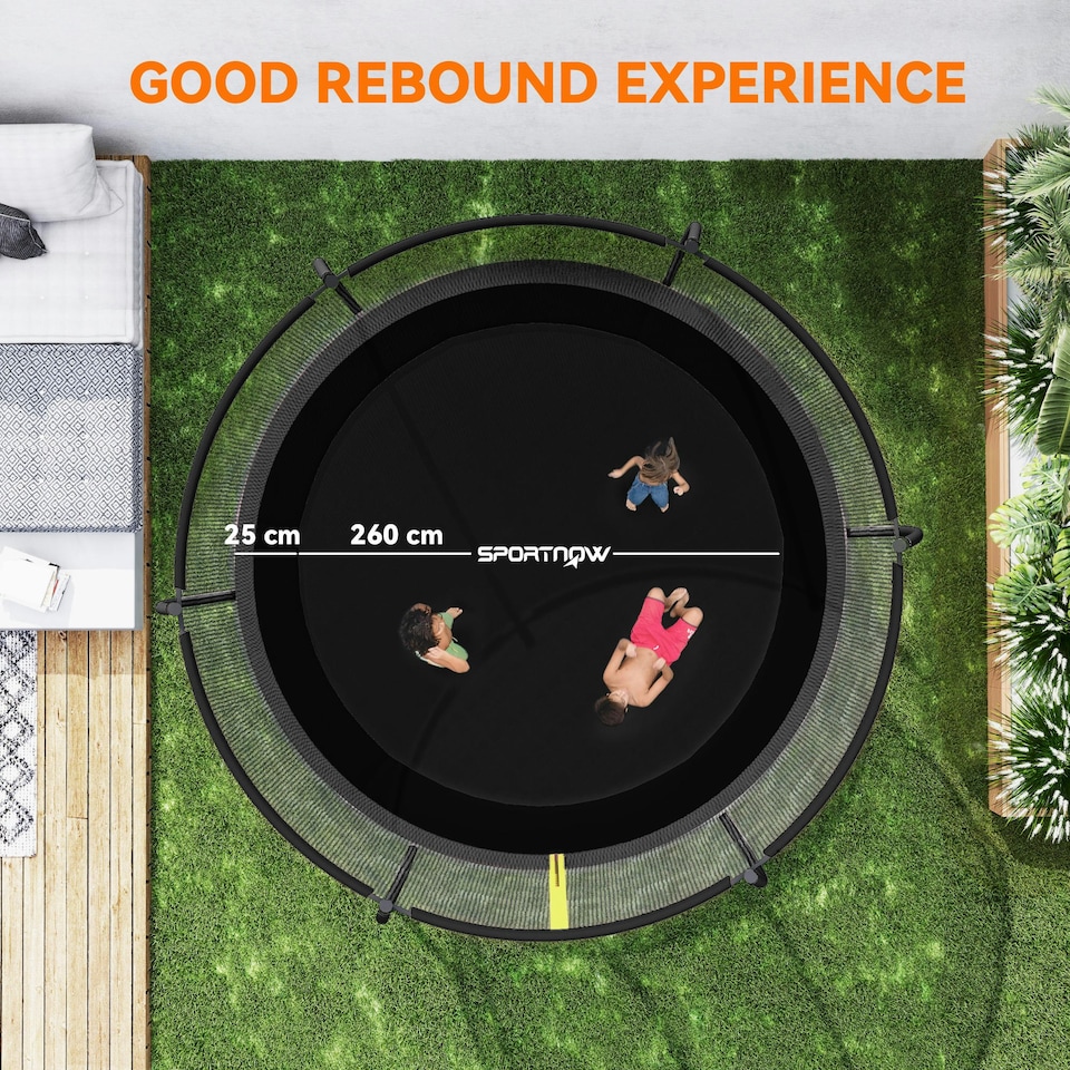 image 1 of SPORTNOW 10ft Trampoline with Enclosure Net and Spring Cover, Black