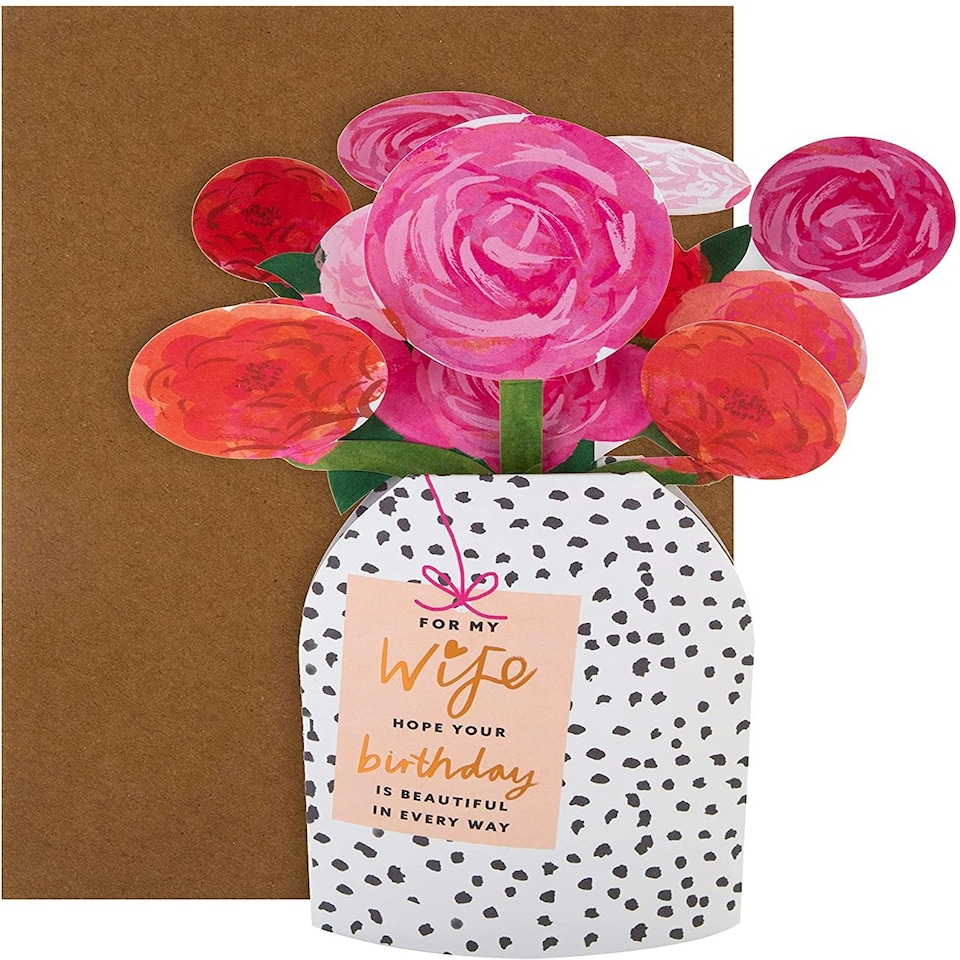 image 1 of Vase of Flowers Design 3D Birthday Card for Wife