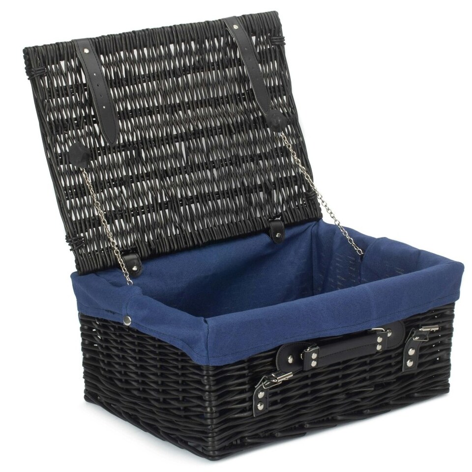 image 1 of 41cm Empty Willow Wicker Picnic Basket with Lining White | White | One Size