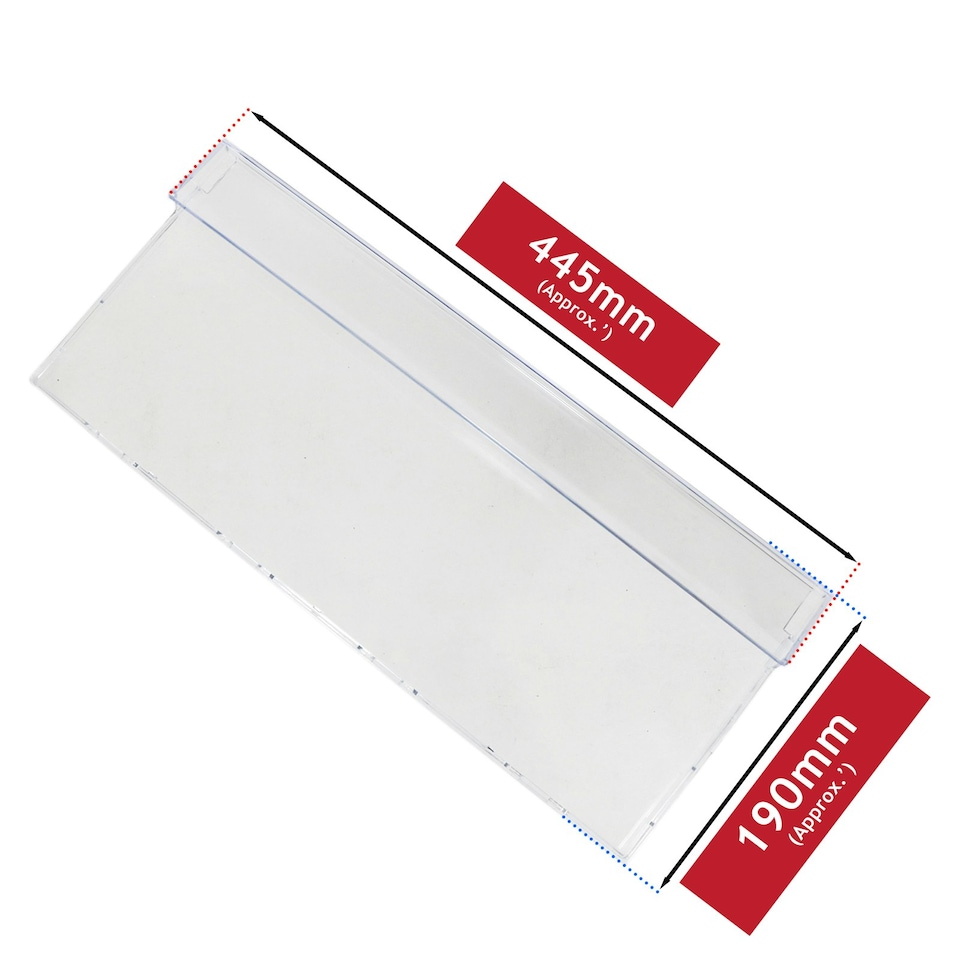 image 1 of Beko Freezer Drawer Front Basket Handle Cover 445mm x 190mm Clear