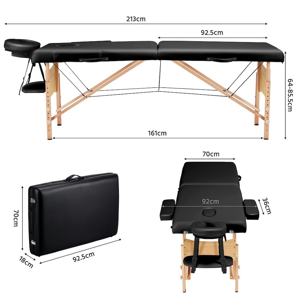 image 1 of Yaheetech Height Adjustable Massage Table with Face Cradle Blak